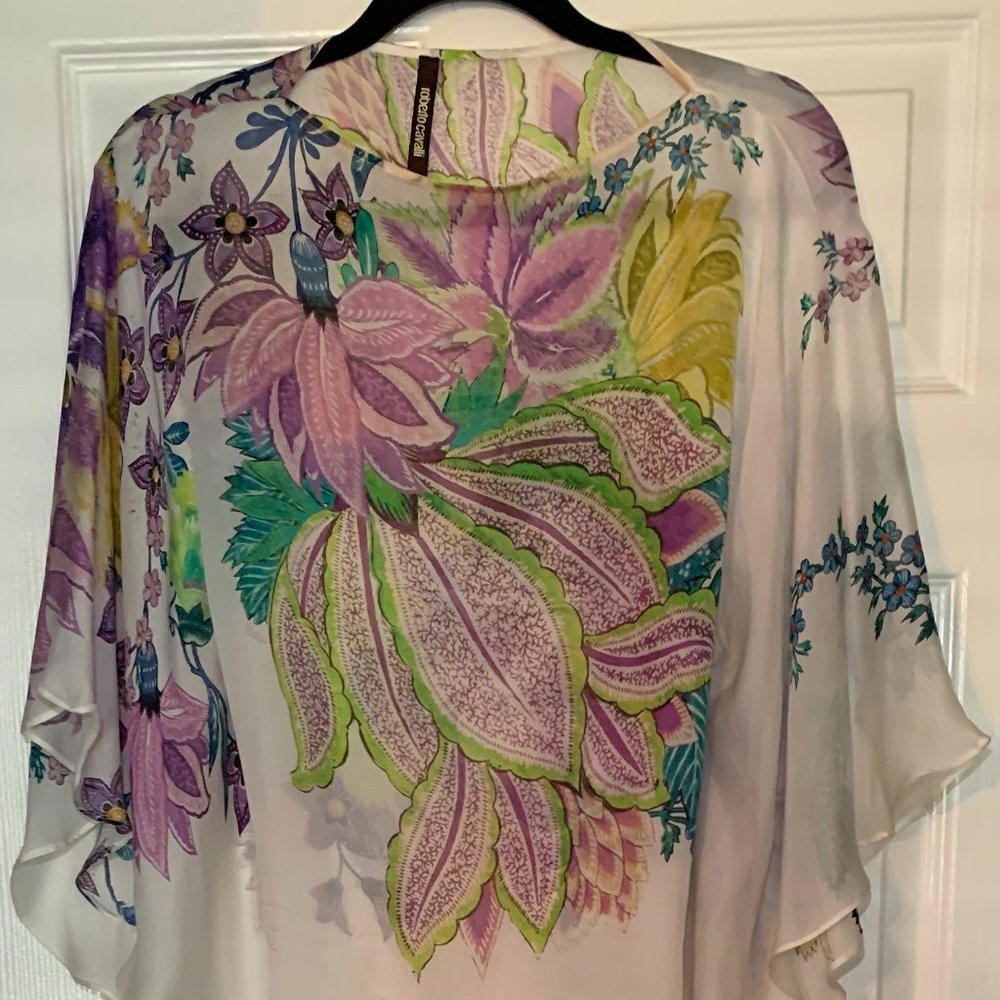 Roberto Cavalli 100% Silk Cool Tone Blouse